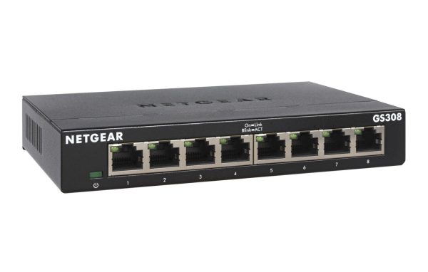 NETGEAR GS308-300PES switch di rete Non gestito L2 Gigabit Ethernet (10/100/1000) Nero - immagine 2