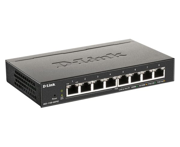 D-Link DGS 1100-08PV2 - Switch - Smart - 8 x 10/100/1000 (PoE) - Desktop - PoE (64 W) - immagine 2