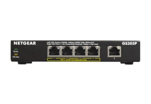 NETGEAR GS305Pv2 Non gestito Gigabit Ethernet (10/100/1000) Supporto Power over Ethernet (PoE) Nero - immagine 2
