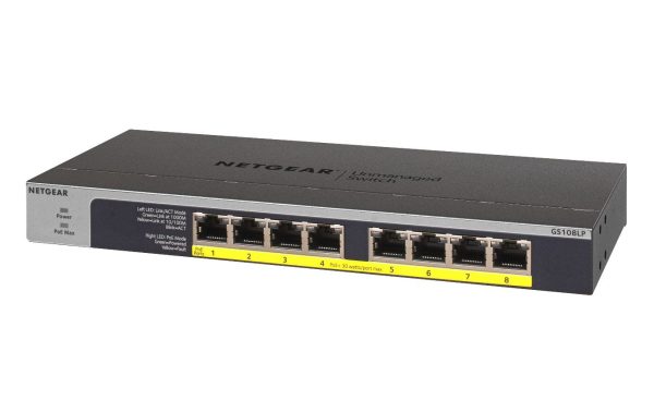 NETGEAR GS108LP Non gestito Gigabit Ethernet (10/100/1000) Supporto Power over Ethernet (PoE) 1U Nero, Grigio - immagine 4