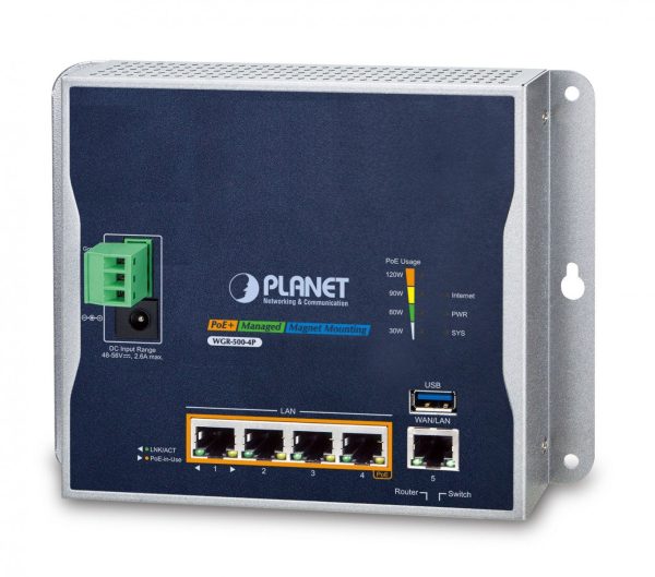 PLANET IP30 Industrial Wall-mount router cablato Gigabit Ethernet Blu