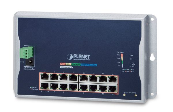 PLANET WGS-4215-16P2S switch di rete Gestito L2 Gigabit Ethernet (10/100/1000) Supporto Power over Ethernet (PoE) Nero