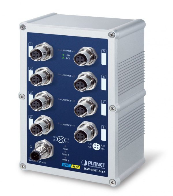 PLANET ISW-800T-M12 switch di rete Non gestito L2 Fast Ethernet (10/100) Blu