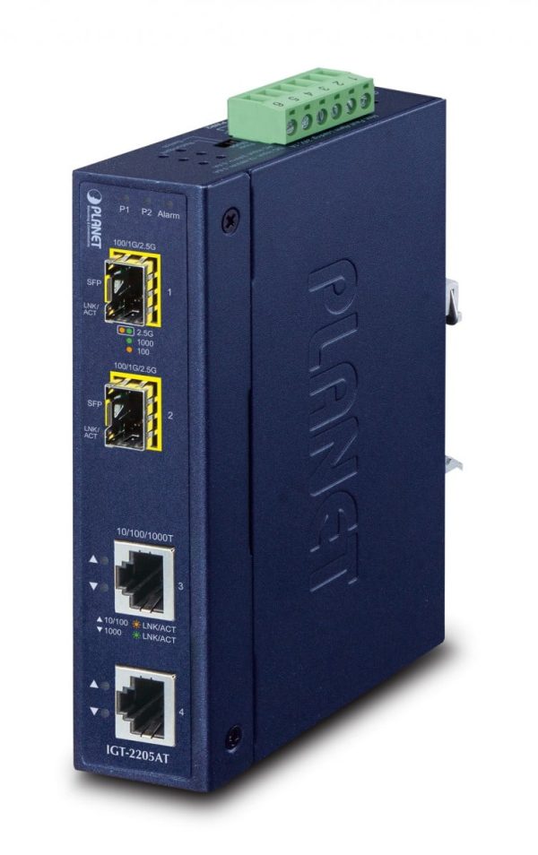 PLANET IP30 Industrial 2-port convertitore multimediale di rete Blu